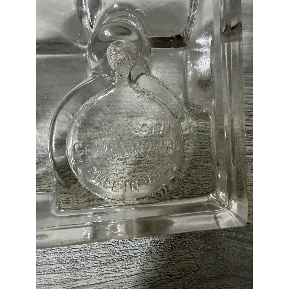 Antique Vintage 1911 Heavy Clear Glass Double Inkwell Desk Set Gem USA - Picture 6 of 9